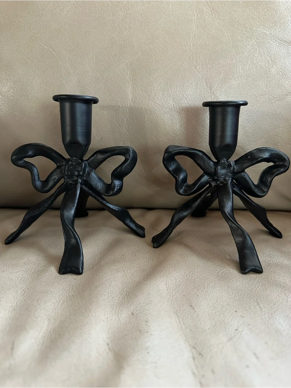 Black Bow Taper Candle Holder Metal Decorative Centerpiece Wedding Table Boho